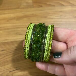 Green Beaded Statement Bracelet